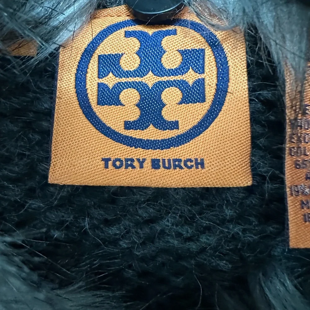 Tory Burch Luxe Wool Blend Faux Fur Collar Sweater Jacket Size M - Picture 3 of 9